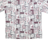 HAWAII Mens White & Grey Hawaiian Shirt L Patterned Short Sleeve Summer