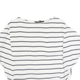 ZARA Womens White & Black Striped Oversized Top Short Sleeve Round Neck S