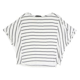 ZARA Womens White & Black Striped Oversized Top Short Sleeve Round Neck S