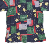 CITY LIFE Womens Navy Blue Green Red Floral Patchwork Silk Shirt S Relaxed Fit