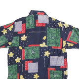 CITY LIFE Womens Navy Blue Green Red Floral Patchwork Silk Shirt S Relaxed Fit