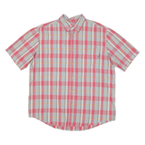 WOOLRICH Mens Red & Grey Checked Shirt L Button Down Cotton Blend Summer Casual