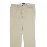 TOMMY HILFIGER Mens Cotton Beige Regular Fit Straight Trousers W34 L34 Casual