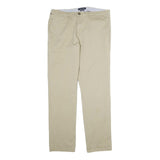 TOMMY HILFIGER Mens Cotton Beige Regular Fit Straight Trousers W34 L34 Casual