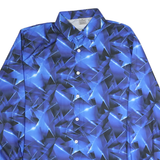 Mens Blue & Black Abstract Pattern Polyester Shirt M Stylish Modern Fit