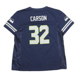 NFL Womens Navy Blue Carson 32 Graphic T-Shirt L Short Sleeve V-Neck Sports