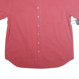 CHEROKEE Mens Red Cotton Shirt 2XL Button Down Casual Short Sleeve