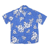 PACIFIC LEGEND Mens Blue & White Floral Hawaiian Shirt M Summer Casual Holiday