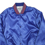 SWINGSTER Mens Blue Satin Bomber Jacket XL Button Closure Memorial