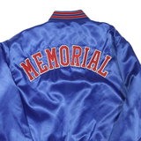 SWINGSTER Mens Blue Satin Bomber Jacket XL Button Closure Memorial