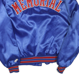 SWINGSTER Mens Blue Satin Bomber Jacket XL Button Closure Memorial