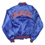 SWINGSTER Mens Blue Satin Bomber Jacket XL Button Closure Memorial