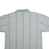 PRO CELEBRITY Mens Grey Green Stripe Short Sleeve Polo Shirt L Cotton Blend