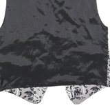 Mens Black & Silver Patterned Jacket L Polyester Plain Waistcoat