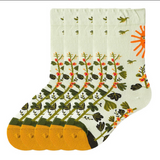 Anyfootwear 5 Pairs Size 5-9 Women Fashion Socks Combed Cotton Abstract Plant Oil Painting Print Novelty Funny Happy Crew Socks Colorful Casual Christmas Gift