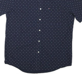 TOMMY HILFIGER Mens Navy Blue Short Sleeve Shirt L Polka Dot Cotton Blend