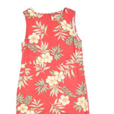 TAHITI Womens Red Floral Cotton Blend Sleeveless Day Dress M Summer Beachwear
