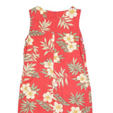 TAHITI Womens Red Floral Cotton Blend Sleeveless Day Dress M Summer Beachwear