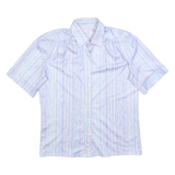 Womens Blue & Pink Striped Shirt S Lightweight Polyester Button Front Summer Top