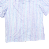 Womens Blue & Pink Striped Shirt S Lightweight Polyester Button Front Summer Top