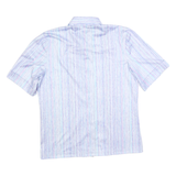 Womens Blue & Pink Striped Shirt S Lightweight Polyester Button Front Summer Top