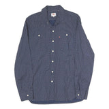 LEVI'S Mens Blue & White Cotton Shirt M Long Sleeve Button Front Casual Shirt
