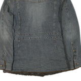 MARVIN RICHARDS Womens Blue Denim Jacket L Cotton Blend Button Faux Fur Collar