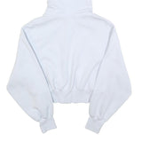 NIKE Womens White Full Zip Hoodie M Cotton Blend Cropped Casual Sweater