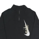 NIKE Womens Black Cropped 1/4 Zip Sweatshirt M Cotton Blend Casual