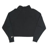NIKE Womens Black Cropped 1/4 Zip Sweatshirt M Cotton Blend Casual