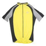 ULTRA Mens Yellow & Grey Modern T-Shirt L Short Sleeve Zip Neck Cycling Sports