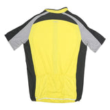 ULTRA Mens Yellow & Grey Modern T-Shirt L Short Sleeve Zip Neck Cycling Sports