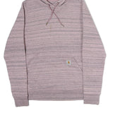 CARHARTT Womens Pink & Grey Striped Hoodie S Soft Cotton Casual Pullover