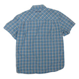 MAMMUT Mens Blue Check Casual Short Sleeve Shirt M Cotton Blend Comfort