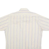 Mens Beige Striped Shirt L Polyester Blend Casual Relaxed Fit Summer Button