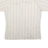 Mens Beige Striped Shirt L Polyester Blend Casual Relaxed Fit Summer Button
