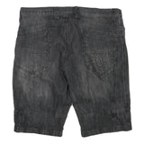 RAINBOW Mens Shorts Black Denim XL W40 Rebel Core Zip Pocket Casual