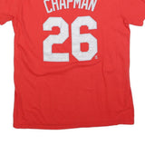 MAJESTIC Mens Red American Graphic T-Shirt L Short Sleeve Crew Neck Baseball