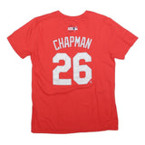 MAJESTIC Mens Red American Graphic T-Shirt L Short Sleeve Crew Neck Baseball