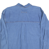 LIZWEAR Womens Blue Linen Shirt S Casual Button Up Long Sleeve