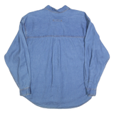 LIZWEAR Womens Blue Linen Shirt S Casual Button Up Long Sleeve
