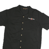 HARRINGTON Mens Black Cotton Shirt M Round Table Pizza Logo Button Up