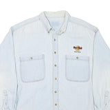 HARD ROCK CAFE Mens Light Blue Denim Shirt L Cotton Blend Long Sleeve Relaxed
