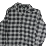 BASS & CO Mens Black & Grey Check Cotton Shirt M Long Sleeve Button Fastening