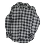 BASS & CO Mens Black & Grey Check Cotton Shirt M Long Sleeve Button Fastening