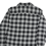 BASS & CO Mens Black & Grey Check Cotton Shirt M Long Sleeve Button Fastening