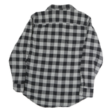 BASS & CO Mens Black & Grey Check Cotton Shirt M Long Sleeve Button Fastening