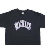 GILDAN Mens Black Rockies Graphic T-Shirt XL Short Sleeve Crew Neck Printed
