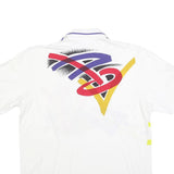 ADIDAS Mens White Graphic Print Short Sleeve Polo Shirt L Cotton Blend Relaxed