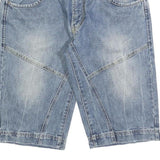 SAVVY Mens Denim Blue Casual Shorts M W32 Cotton Blend Classic Fit Button